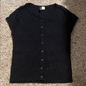 H&M Black Short Sleeve Button-Down Shirt